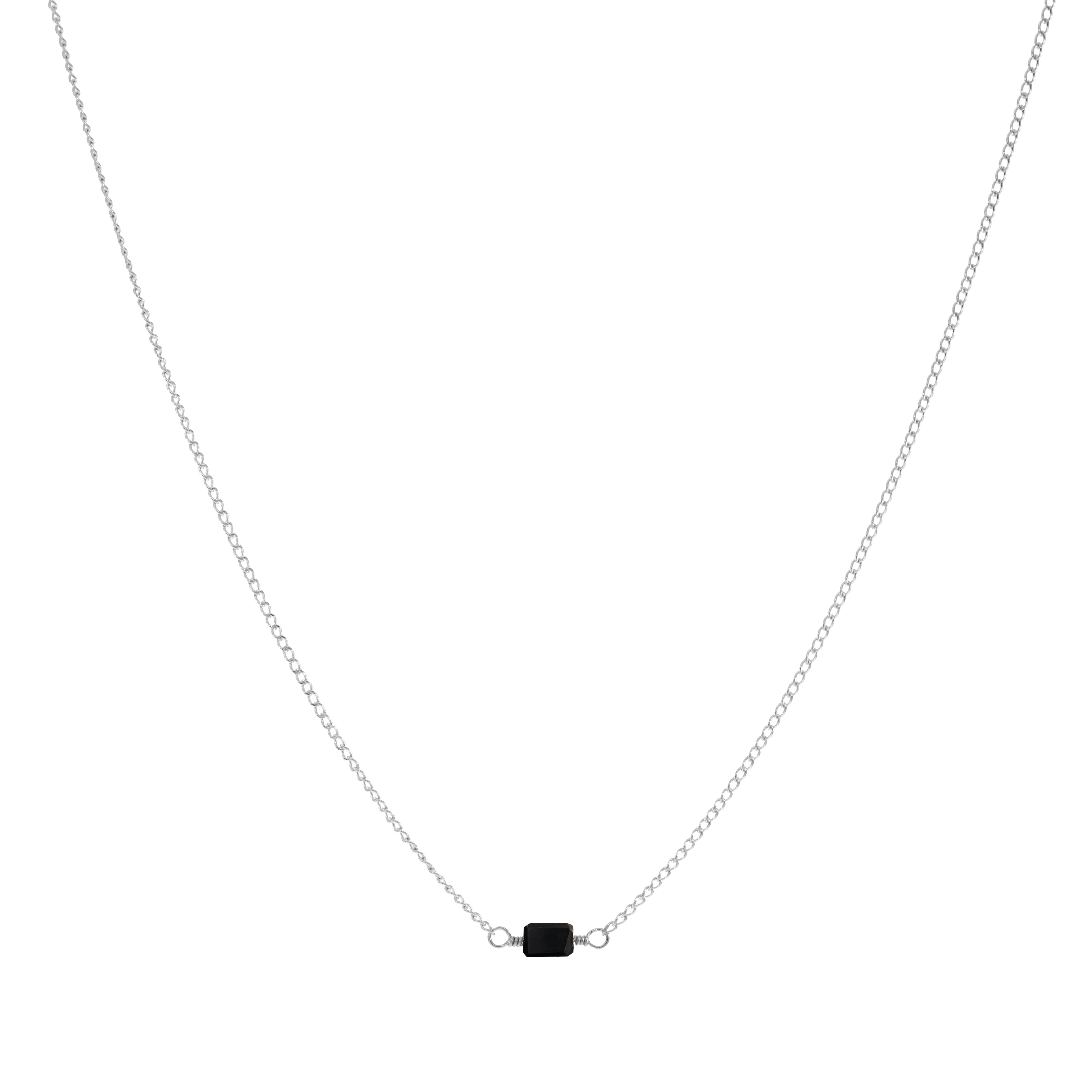 Mini Rock Necklace — Black Spinel — Sterling Silver