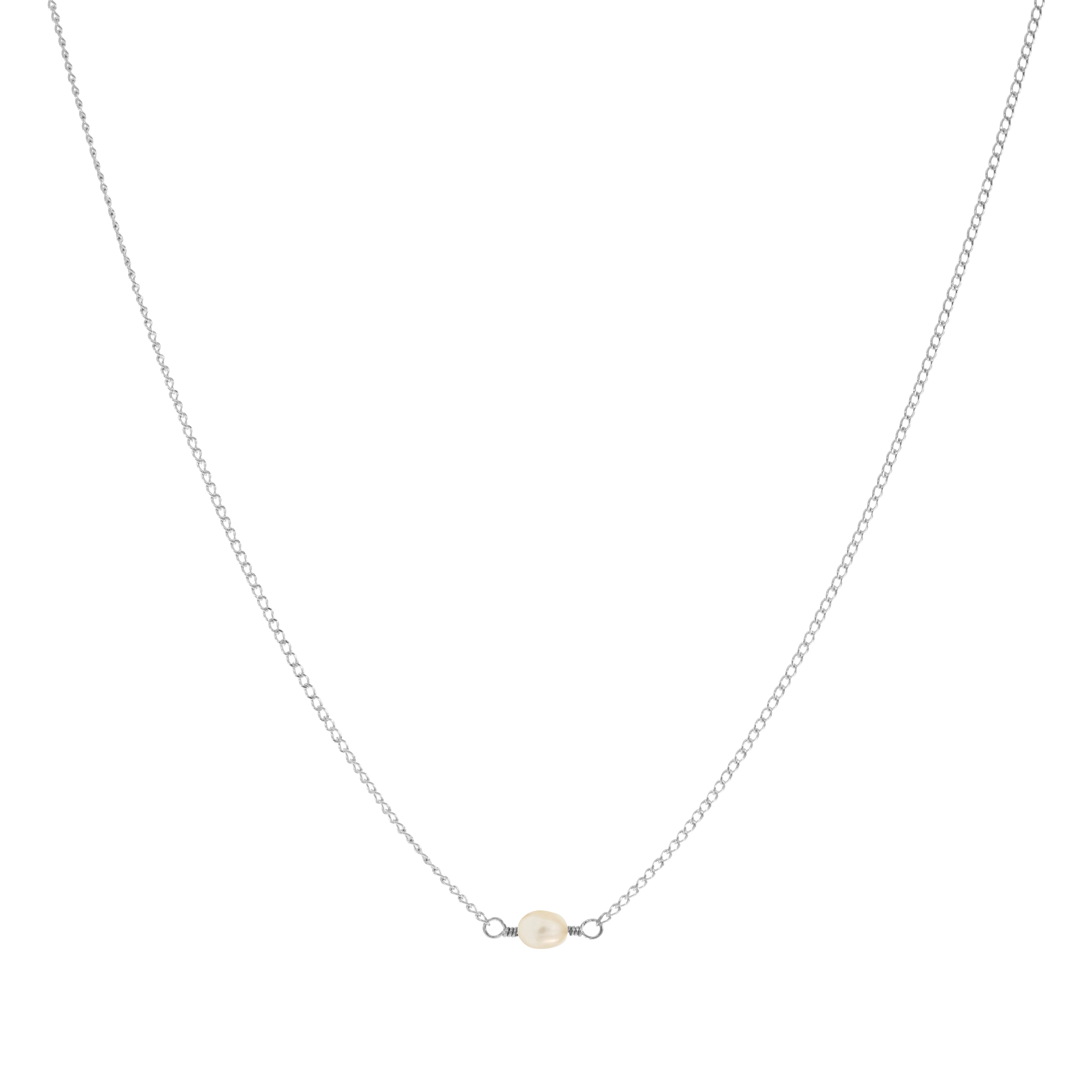 Mini Rock Necklace — Champagne Pearl — Sterling Silver