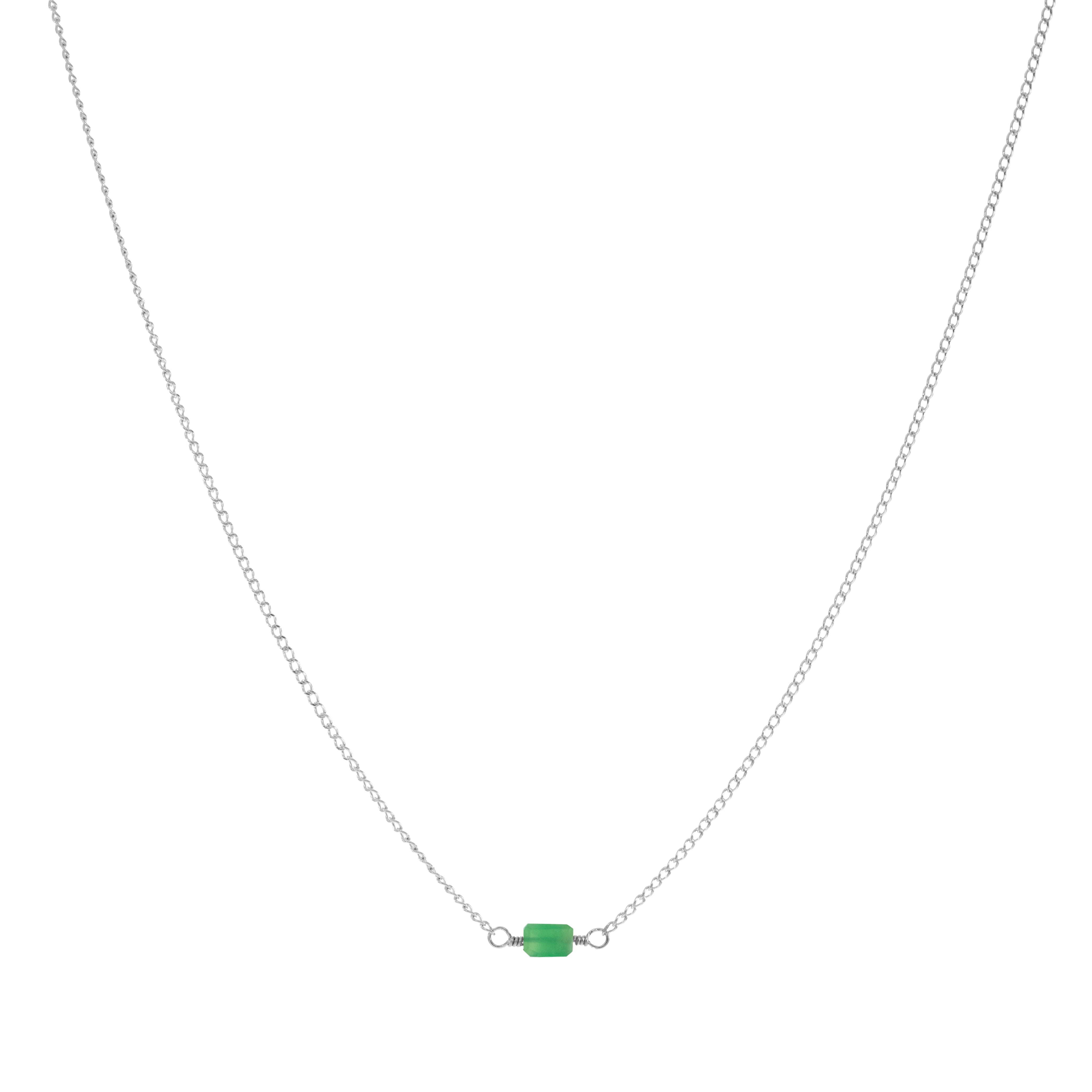 Mini Rock Necklace — Chrysoprase — Sterling Silver