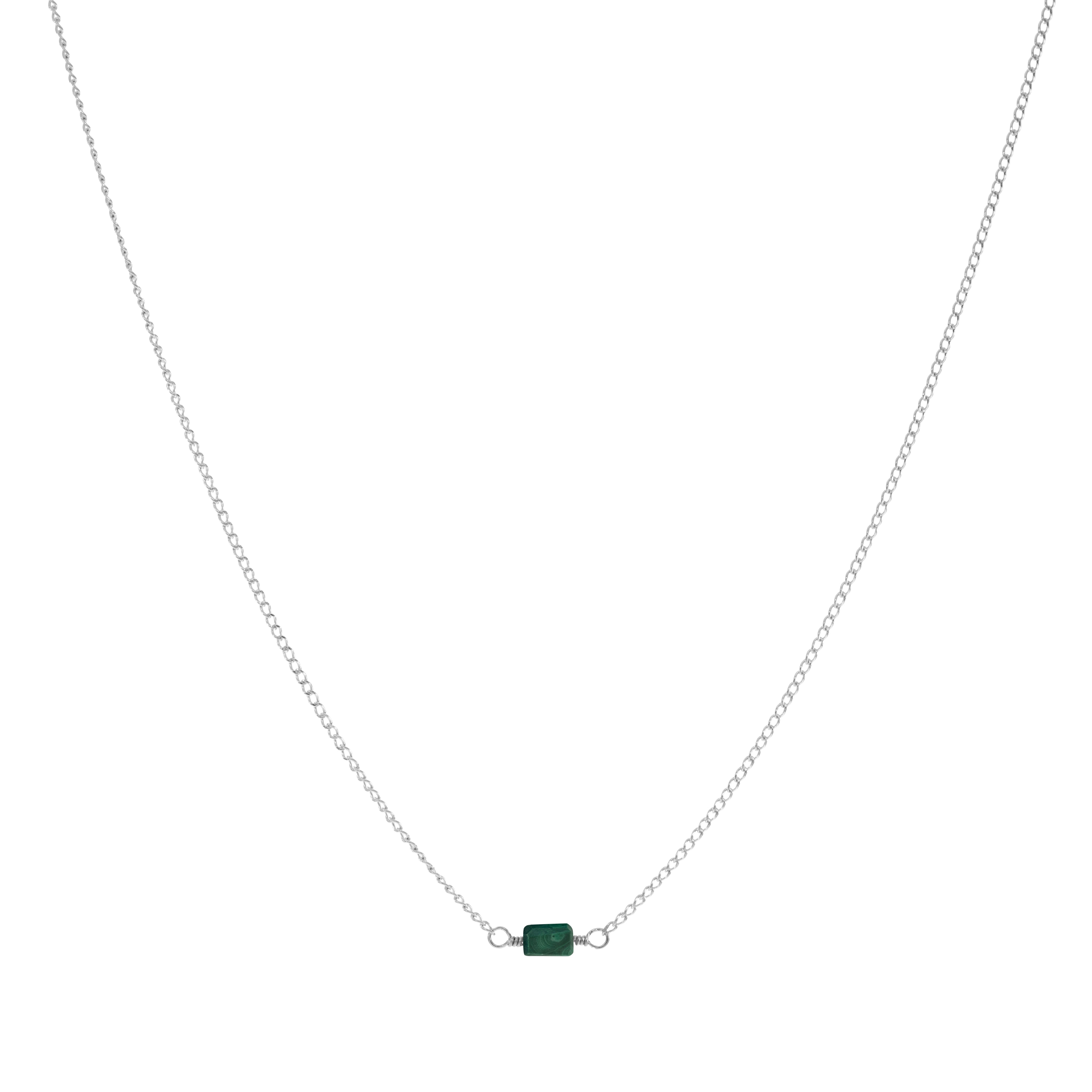 Mini Rock Necklace — Malachite — Sterling Silver