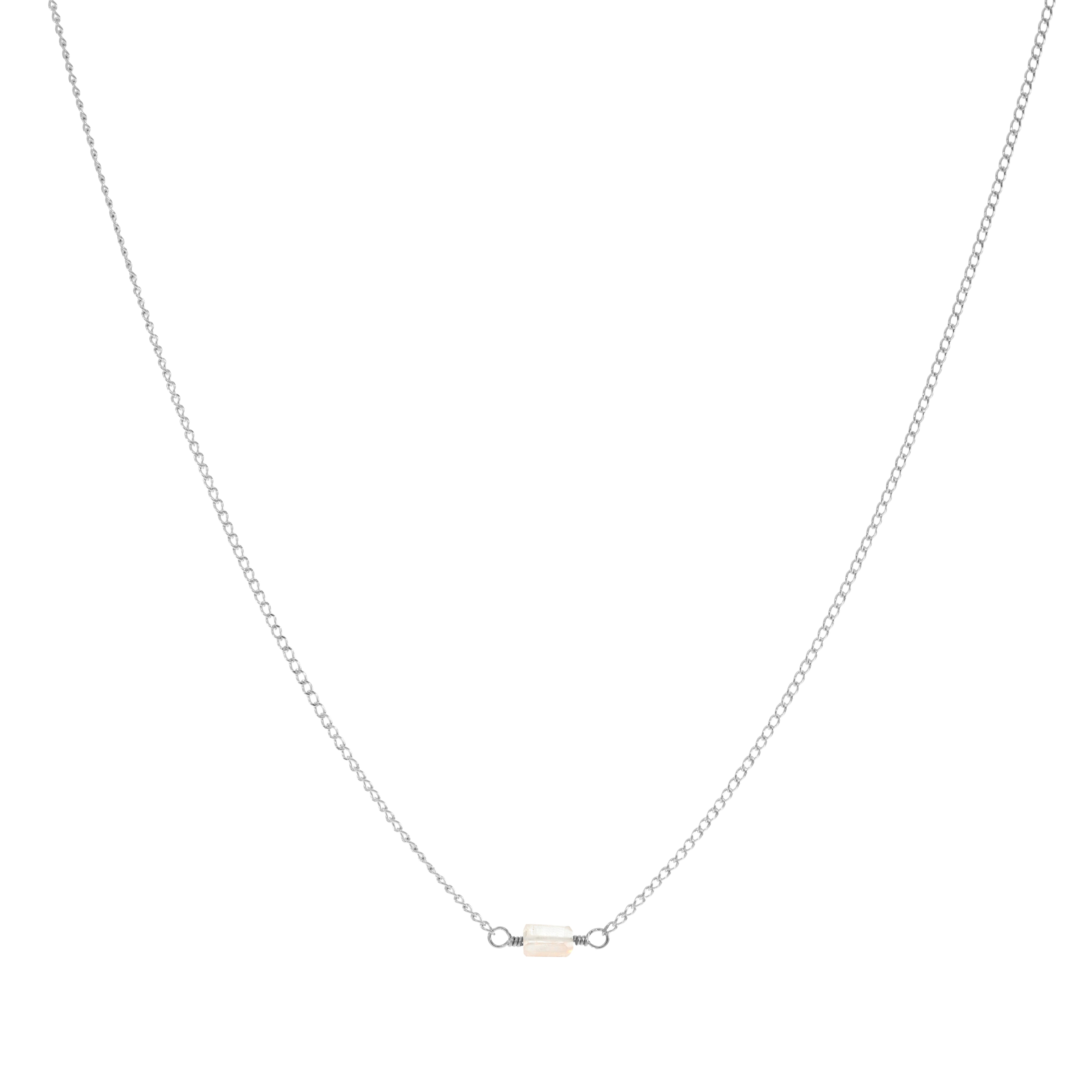 Mini Rock Necklace — Moonstone — Sterling Silver