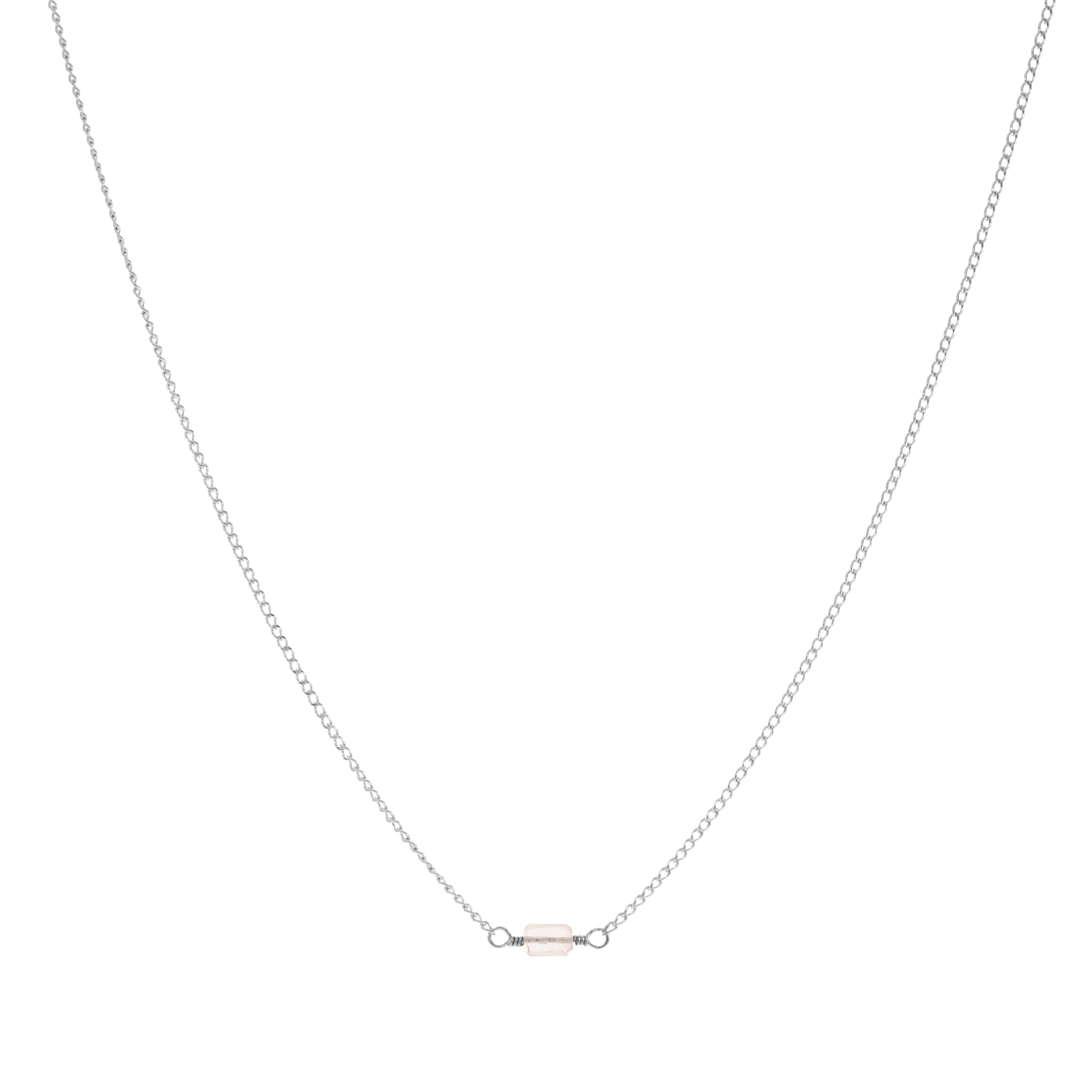 Mini Rock Necklace — Rose Quartz — Sterling Silver
