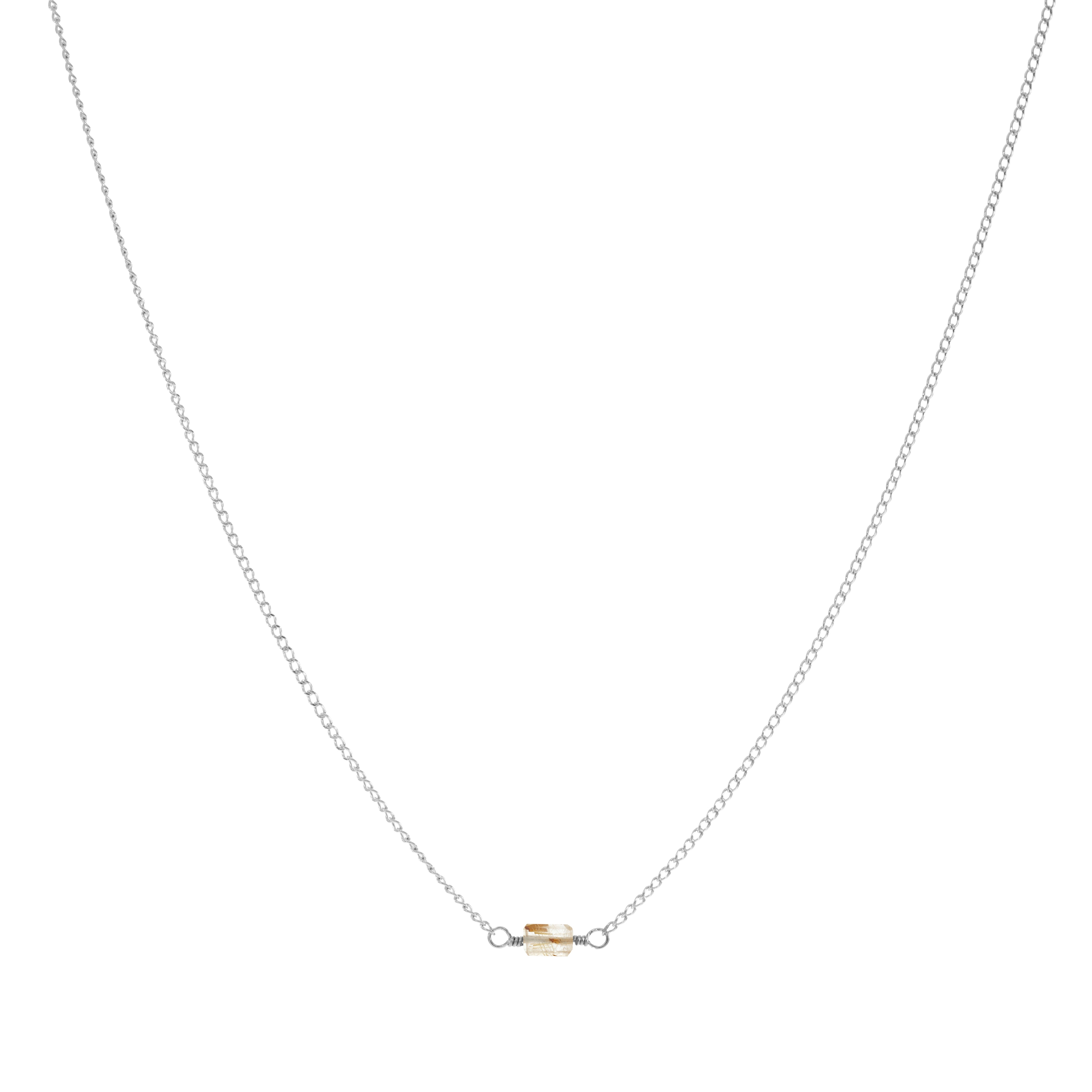 Mini Rock Necklace — Rutilated Quartz — Sterling Silver