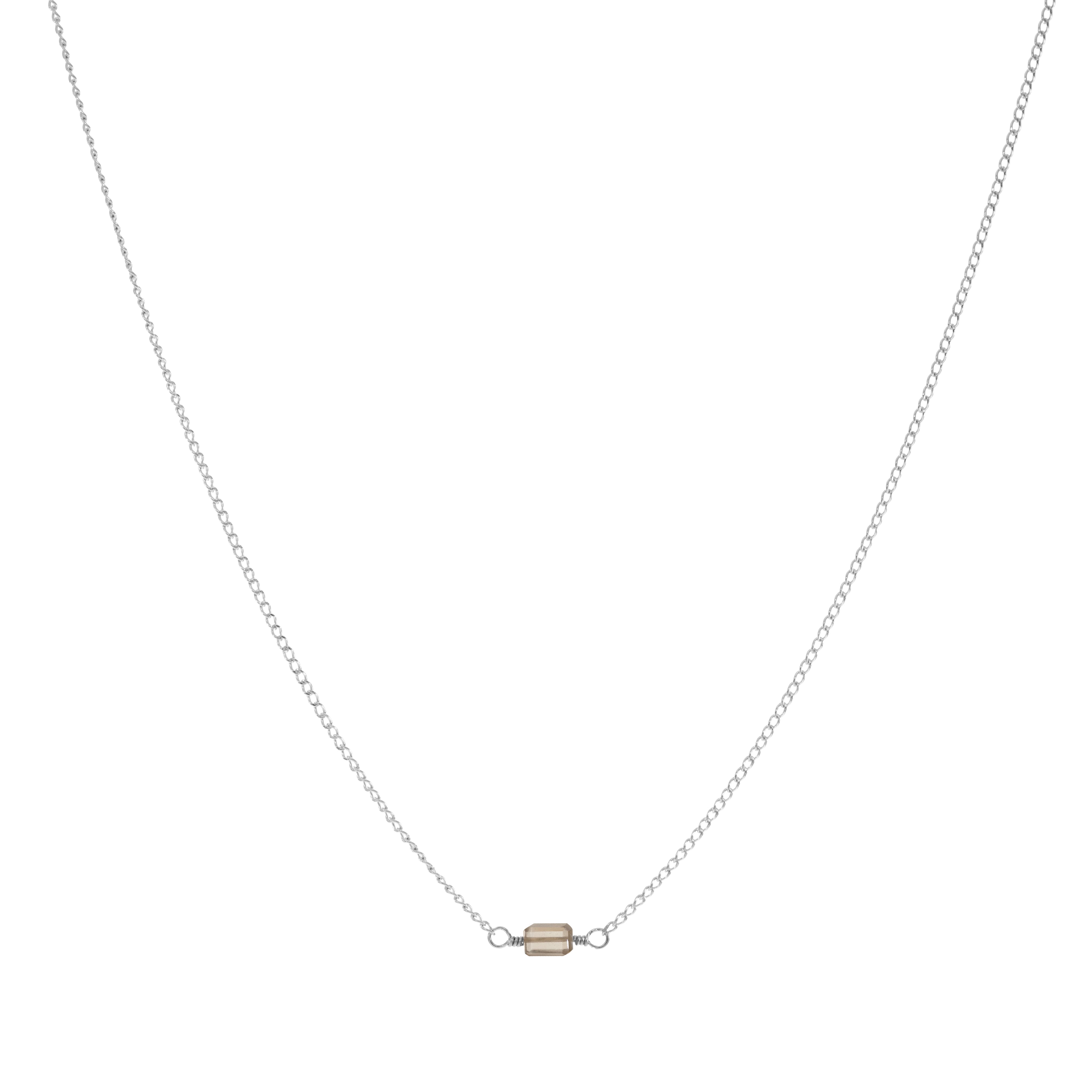 Mini Rock Necklace — Smoky Quartz — Sterling Silver