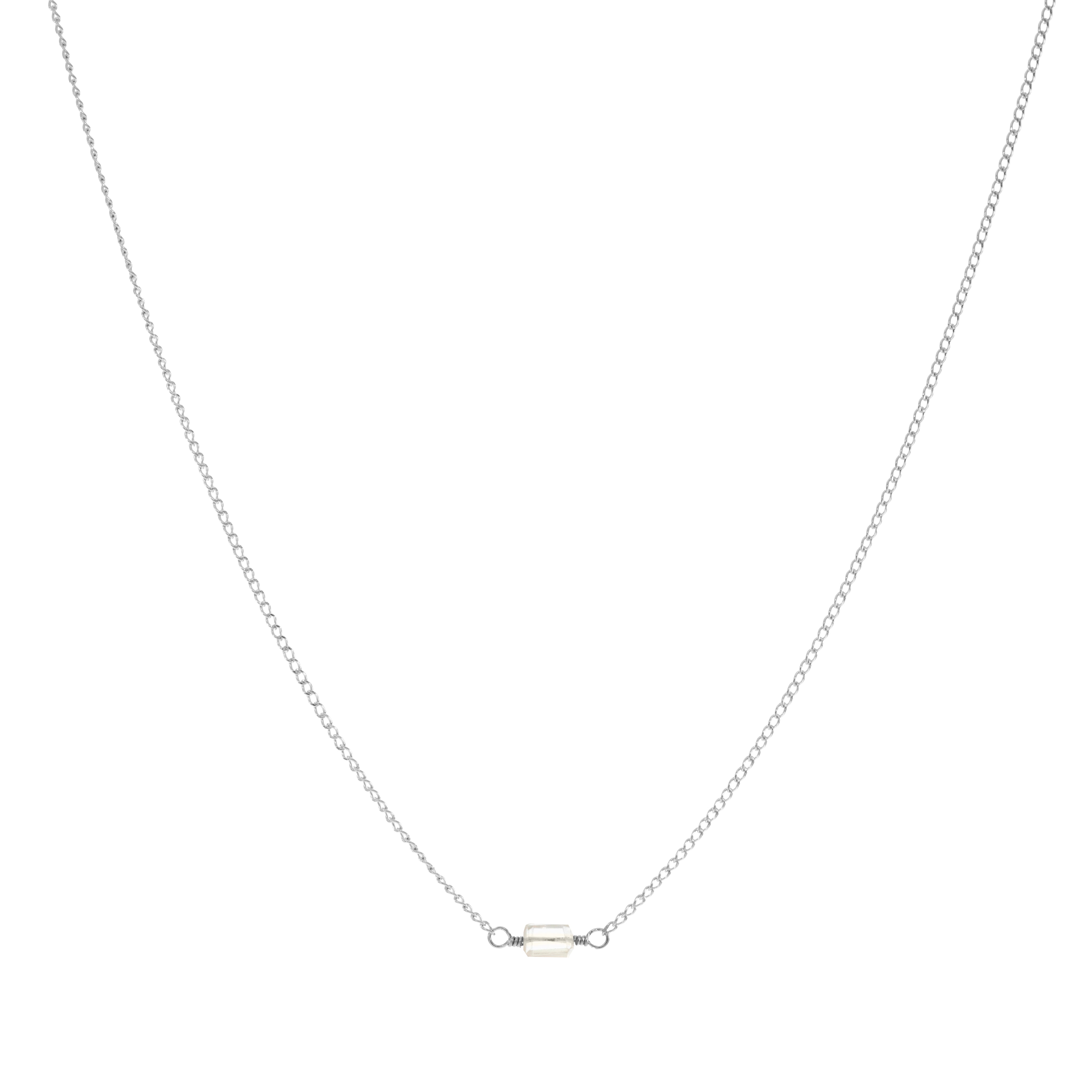 Mini Rock Necklace — White Topaz — Sterling Silver
