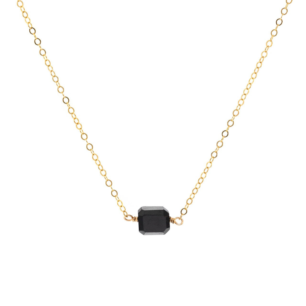 Petite Rock Necklace - Black Spinel - 14K Gold-Filled