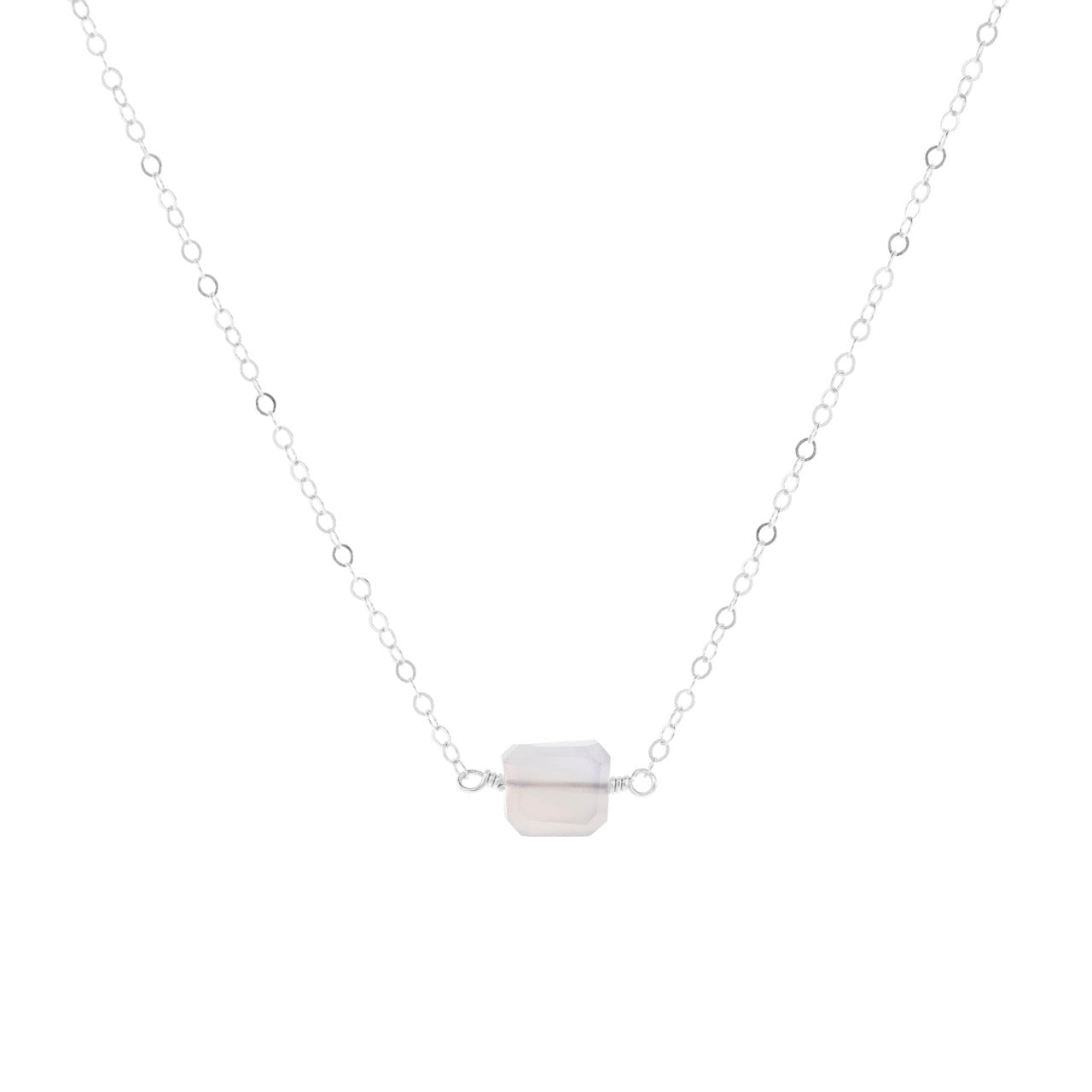 Petite Rock Necklace - Chalcedony - Sterling Silver