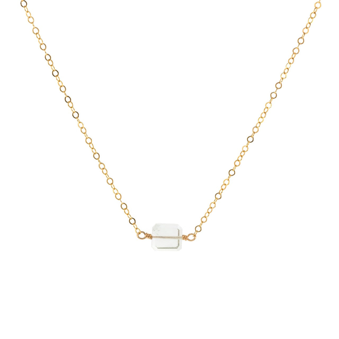 Petite Rock Necklace - Green Amethyst - 14K Gold-Filled