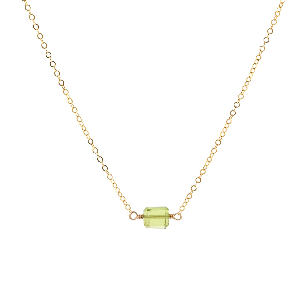 Petite Rock Necklace - Peridot - 14K Gold-Filled