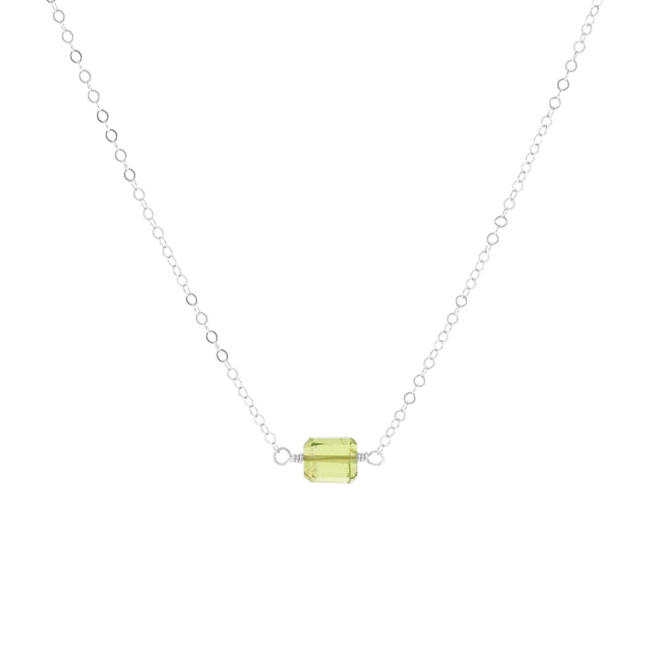 Petite Rock Necklace - Peridot - Sterling Silver
