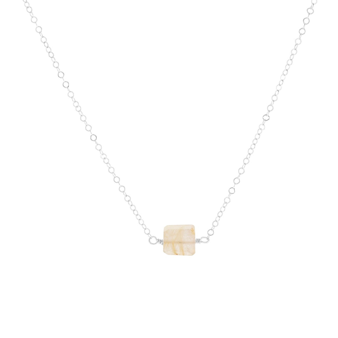Petite Rock Necklace - Rutilated Quartz - Sterling Silver