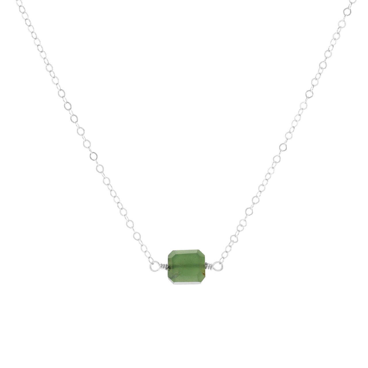 Petite Rock Necklace - Serpentine - Sterling Silver