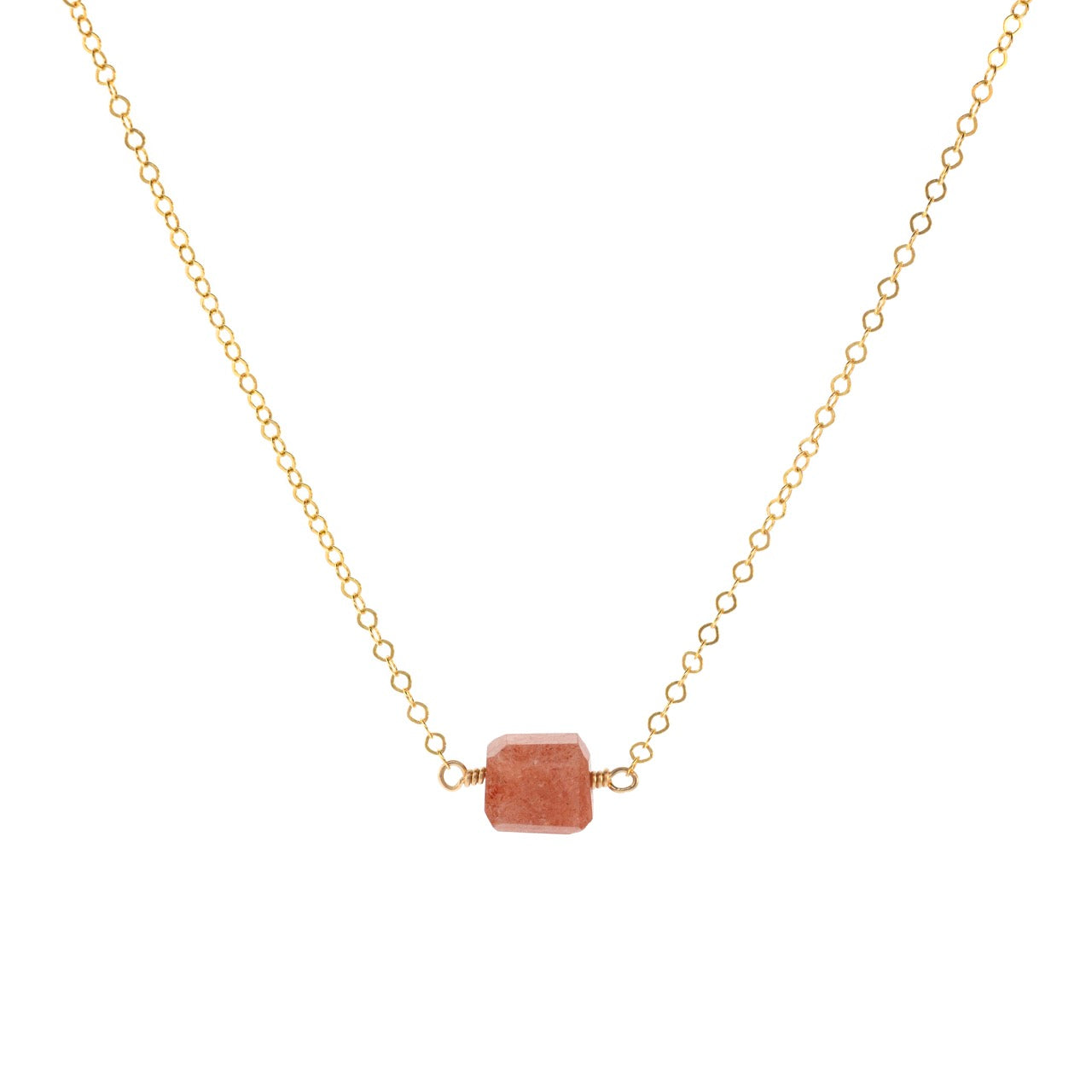 Petite Rock Necklace - Sunstone - 14K Gold-Filled