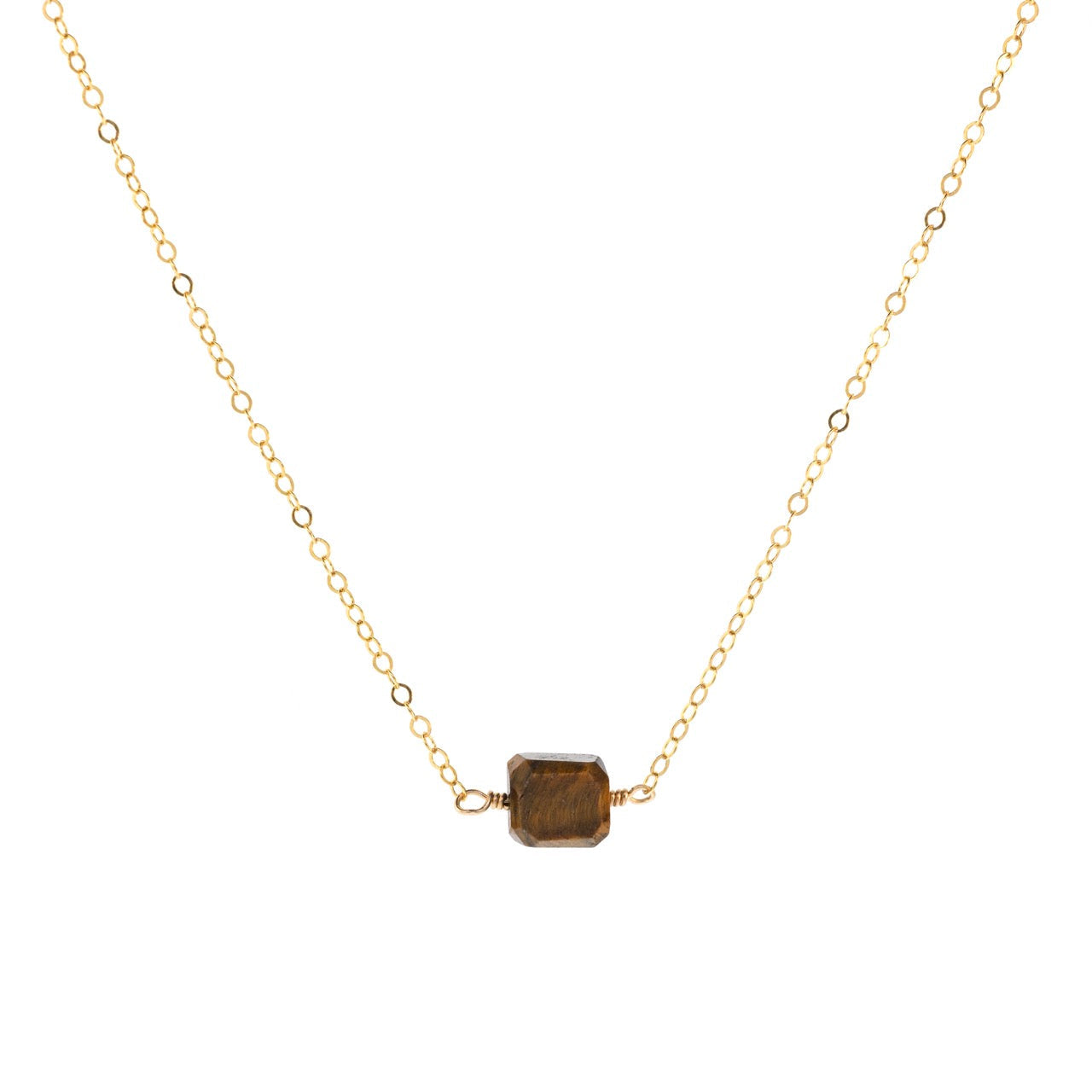 Petite Rock Necklace - Tiger's Eye - 14K Gold-Filled