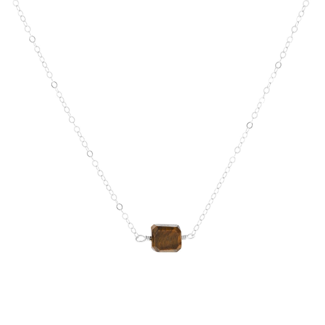 Petite Rock Necklace - Tiger's Eye - Sterling Silver