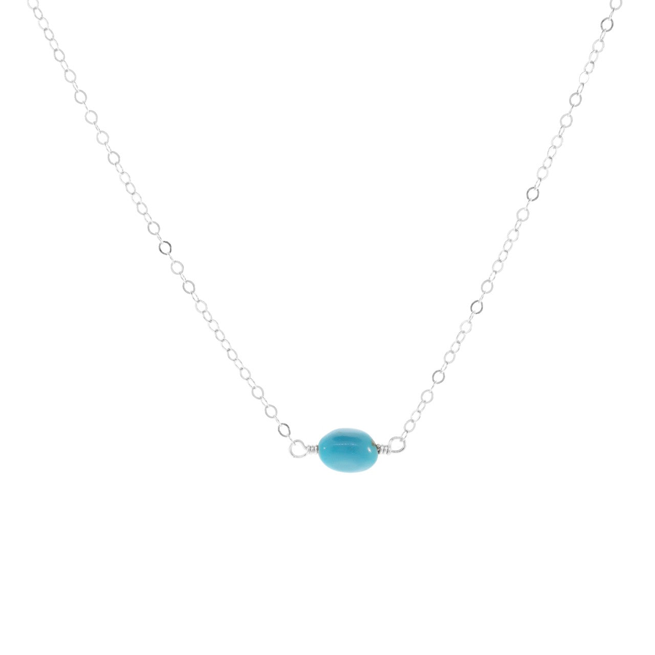 Petite Rock Necklace - Turquoise - Sterling Silver