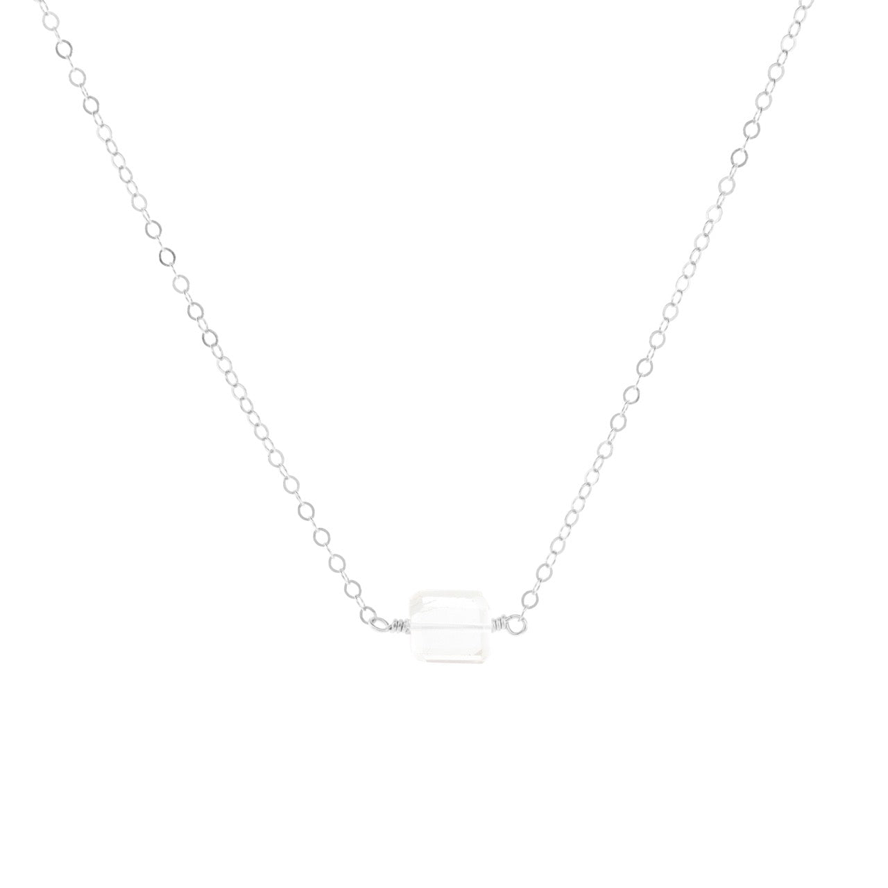 Petite Rock Necklace - White Topaz - Sterling Silver