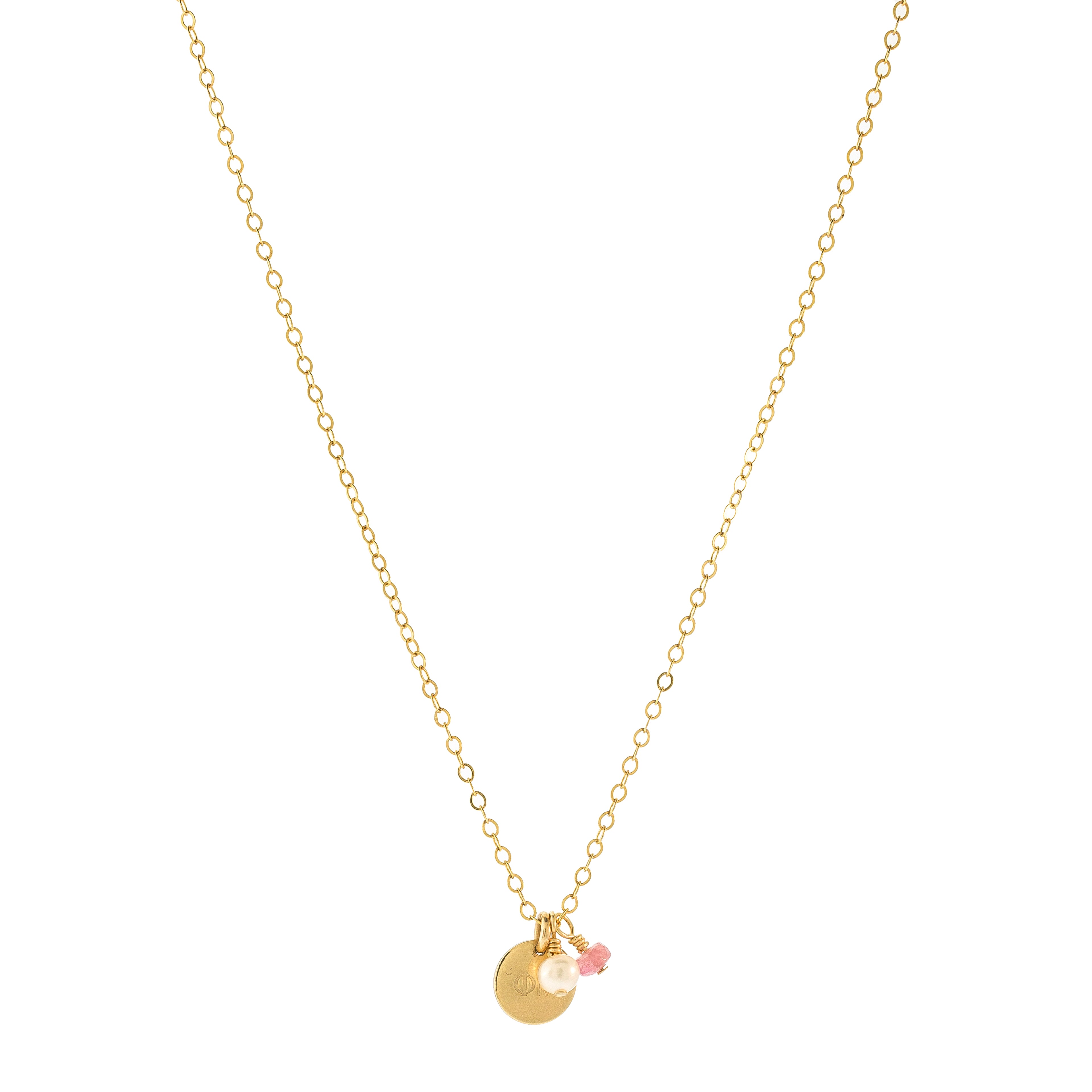 Sorority Charm Necklace — Phi Mu — Add Gemstones