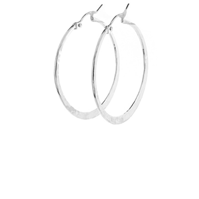 Sterling Silver Large Textured Hoops Silver Hoop Earrings 