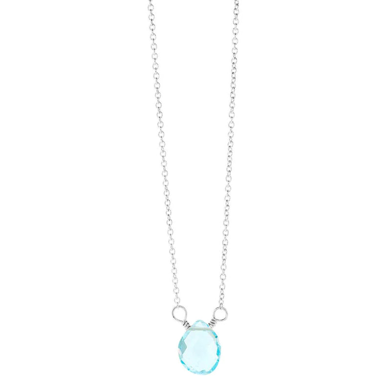 Blue Topaz Drop Necklace - Sterling Silver or Gold Filled | Little Rock Collection 14K Yellow Gold Filled