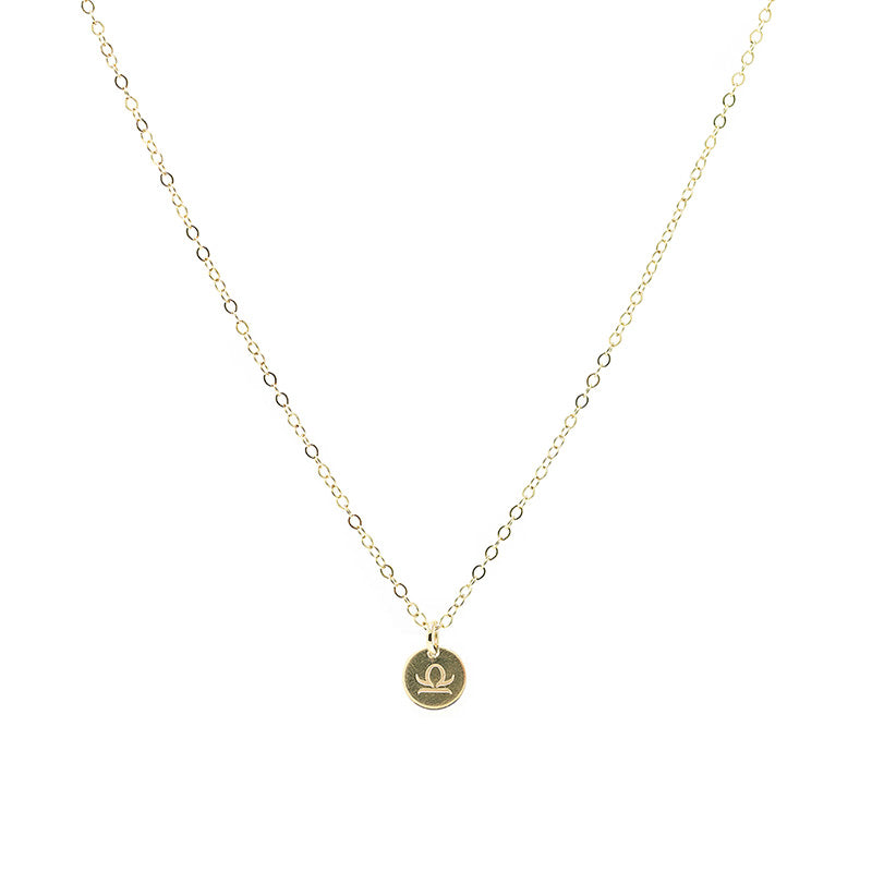 14k Two Tone Gold Open Circle Libra Pendant Necklace