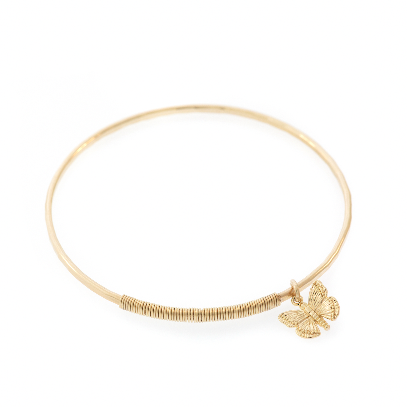 Hammered Bangle with Butterfly Charm