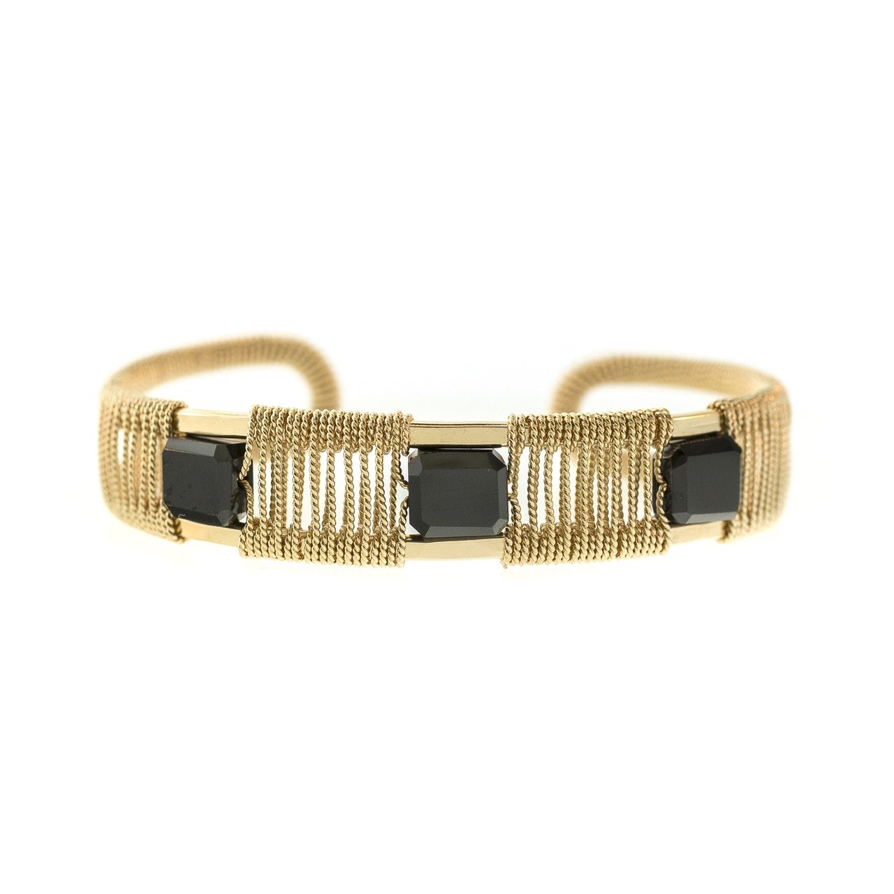 Petite Rock 3-Stone Twist Wire Cuff